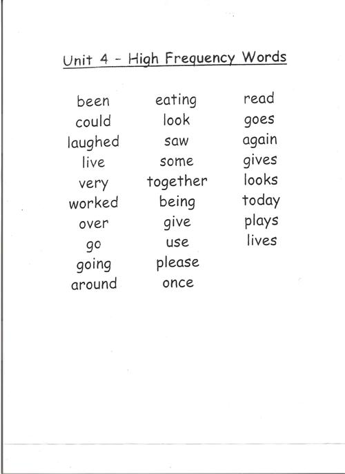 high frequency words 4th 